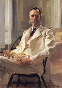 Cecilia Beaux Man with the Cat Portrait of Henry Sturgis Drinker oil painting on canvas